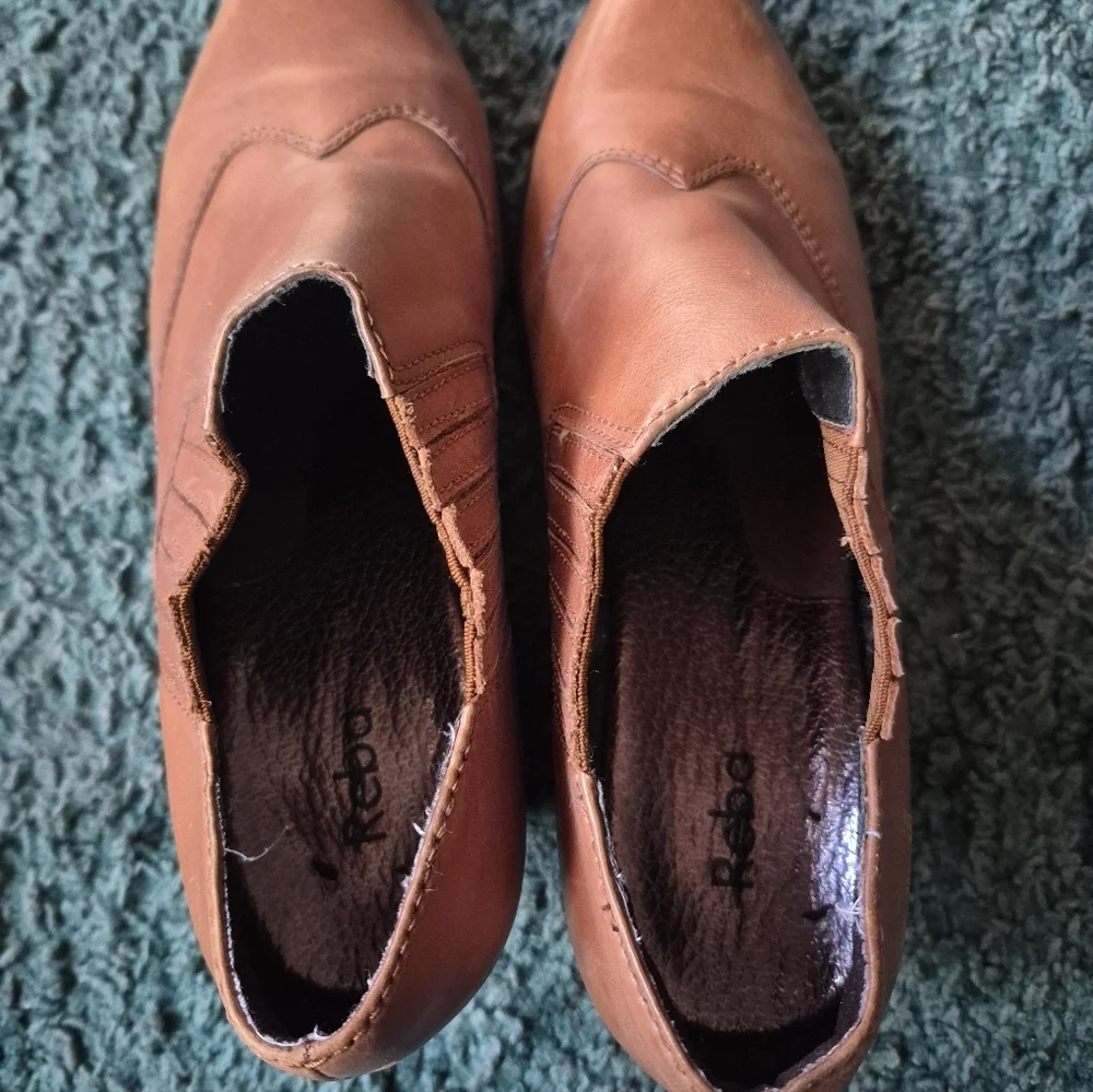Reba Women's Tan Leather Galoon Ankle Boots 6.5M